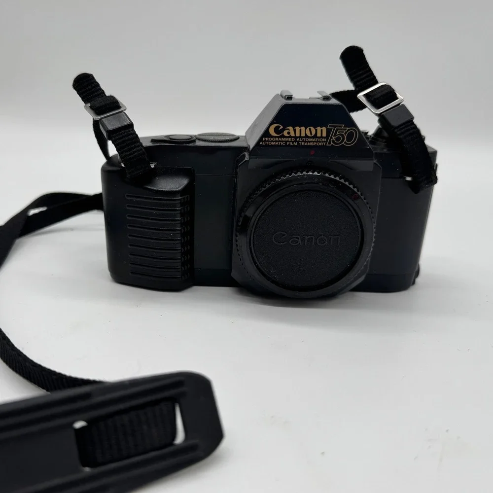 Canon T50 35mm SLR Film Camera Body Black Programmed Automation Untested